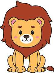 Cartoon cute lion safari animal vector illustration