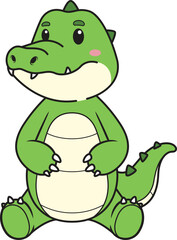 Cartoon cute crocodile safari animal vector illustration
