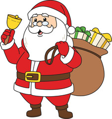 Cartoon santa claus ringing bell vector illustration