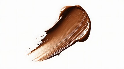 3. **Depict a detailed photo-realistic image of a liquid foundation smudge, showing subtle variations in shade and texture. Set against a solid white background, the image should convey the luxurious