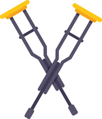 Two crutches are crossing each other, forming an x, symbolizing medical aid and support for individuals with leg injuries