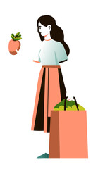 Woman with eco-friendly grocery bag