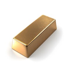 Solitary Gold Bar on White Background