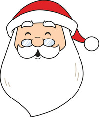 Cartoon cheerful santa claus face vector illustration