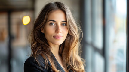 Obraz premium Confident smiling middle aged business woman, female professional executive manager leader standing arms crossed in office looking at camera