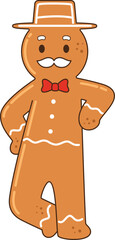 Cartoon gingerbread old man with hat vector illustration