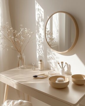 Interior Vanity Minimal Soft Warm Neutral Styling AI
