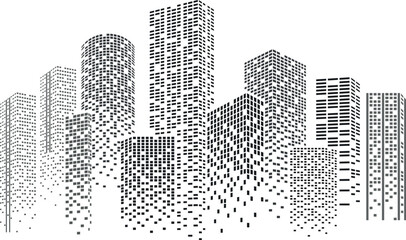 Night city buildings. Cityscape with skyscrapers silhouette. Urban landscape. © sanchesnet1