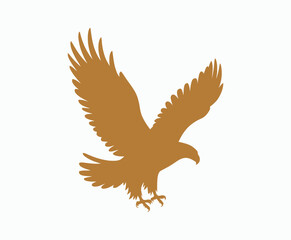 Fototapeta premium Golden eagle silhouette editable EPS vector isolated illustration template on a white background