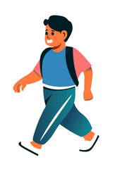 a Boy walking with backpack