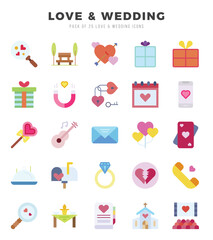 Love & Wedding Icons bundle. Flat style Icons. Vector illustration.