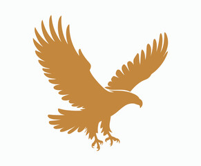 Golden eagle silhouette editable EPS vector isolated illustration template on a white background