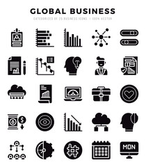Global Business icons set for website and mobile site and apps.