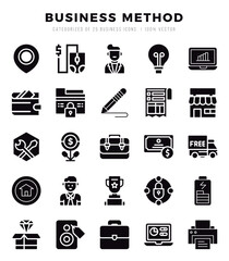 Business Method icons Pack. Glyph icons set. Business Method collection set.