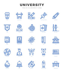 University Icons bundle. Two Color style Icons. Vector illustration.