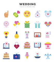 Set of 25 Wedding Flat Icons Pack.