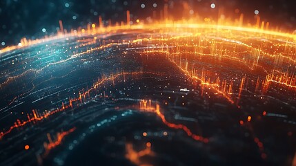 Fototapeta premium A complex data visualization featuring interconnected graphs for GDP growth, inflation, and unemployment rates, with stock market trends forming the central focus.