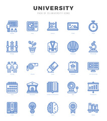 Collection of University 25 Two Color Icons Pack.