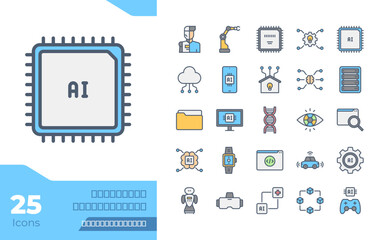Artificial Intelligence Filled Color Icons