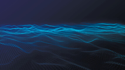 Dynamic wave of glowing points. Futuristic dot wave. Network connection structure. Futuristic background for presentation design. Technology or science banner. Vector illustration