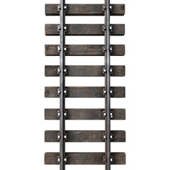 Obraz premium Top view of railroad tracks showing clay texture detail isolated on transparent background