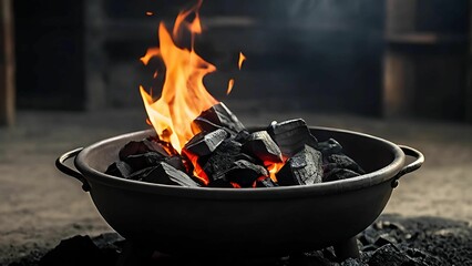 Close up of a burning coal