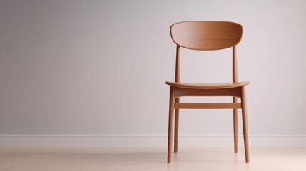 Elegant wooden chair on a minimalistic background.