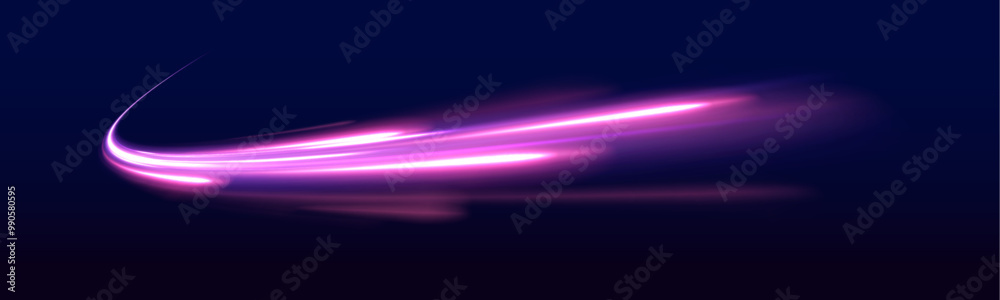 Poster high speed effect motion blur night lights blue and red. abstract glowing lines in motion, suitable 