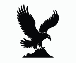 Fototapeta premium Golden eagle silhouette editable EPS vector isolated illustration template on a white background