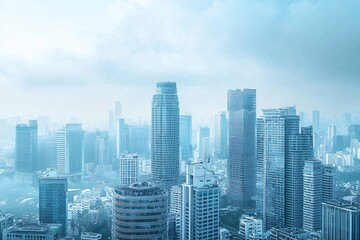 Obraz premium Modern Cityscape with Skyscrapers and Blue Sky