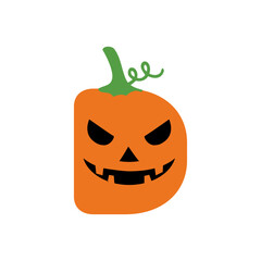 Logo con letra inicial D con forma de calabaza de Halloween para tarjetas y felicitaciones 