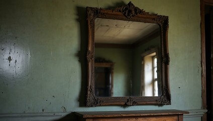 Antique mirror in a haunted house.