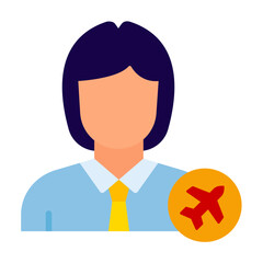 Female Flight Attendant Icon Style