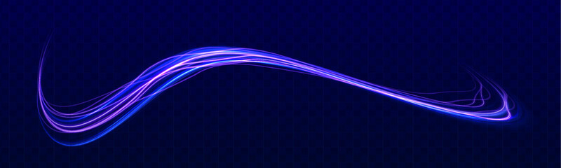 Vortex streams of neon light. Big set of light neon lines in the form of swirl and spirals. Particle motion light effect. Abstract fire flare trace lens flares.