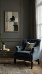 Obraz premium Armchair in a modern living room with elegant decor.