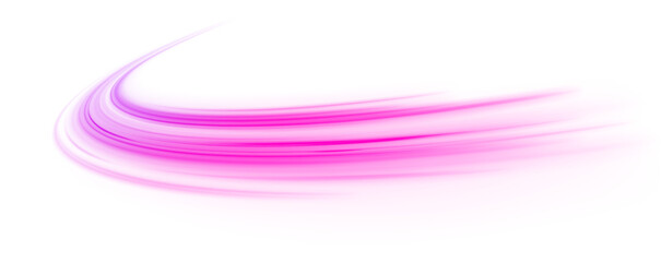 Abstract neon rays of light on a transparent background in PNG format. Purple speeds on the expressway. Vector illustration for perfect effect with sparkles. 