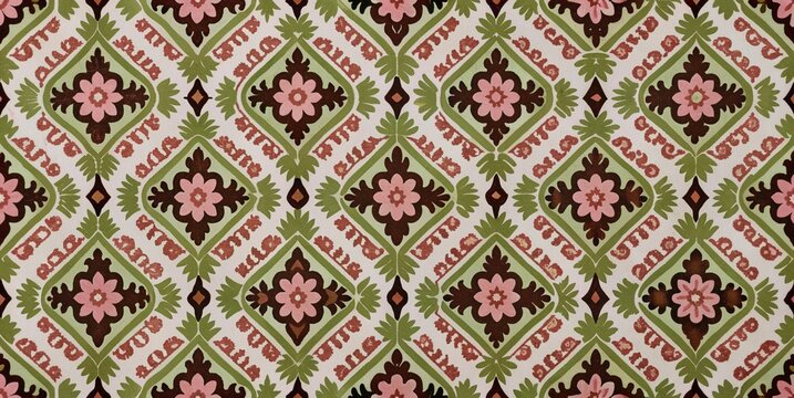 Minimalist historical floral pattern for textile and wallpaper design