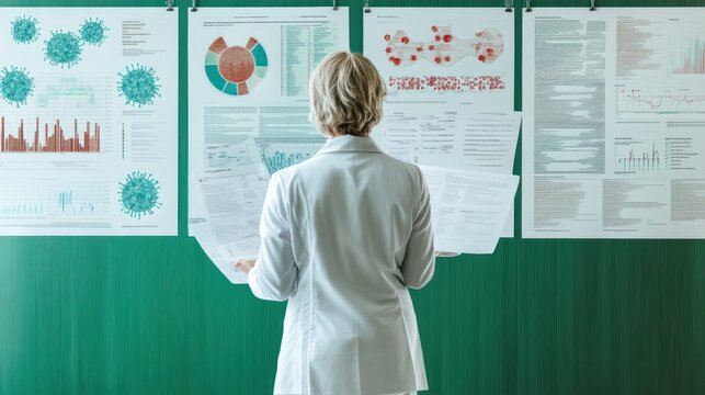 A person reviewing scientific data and charts related to health.