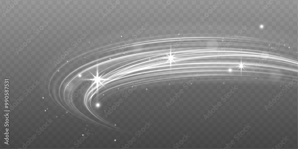 Aufkleber effect of winter air vortex, blizzard, vector realistic illustration. vector comet with large dust. 