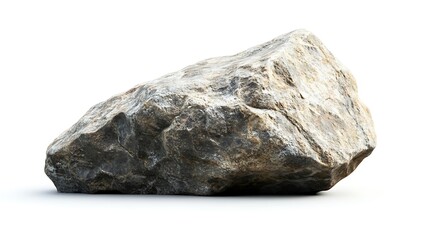 A Grey and Yellow Rock Isolated on a White Background