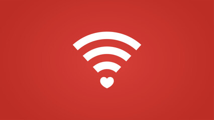 Vibrant WiFi Icon with Heart and Signal Levels for Engaging Graphics