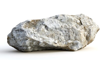 A Grey and Yellow Rock Isolated on a White Background