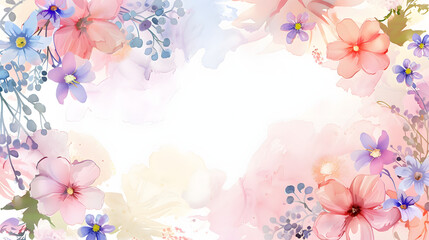 Fototapeta premium Pastel Floral Frame Background watercolor
