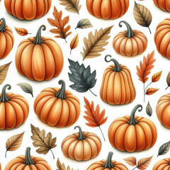 seamless pattern with pumpkins