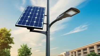 Obraz premium Solar powered street lights for environmental protection