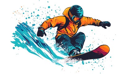 Snowboarding Action Illustration