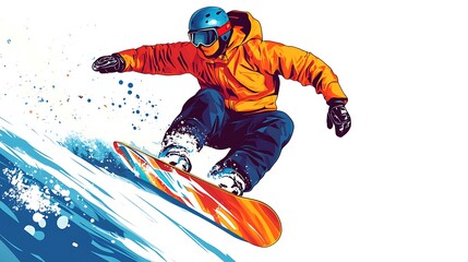 Snowboarding Action Illustration