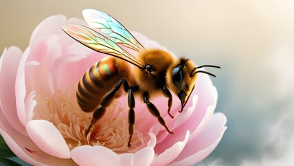 abeja en peonía