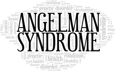 Angelman Syndrome word cloud conceptual design isolated on white background.