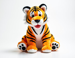 白い背景にトラのぬいぐるみ